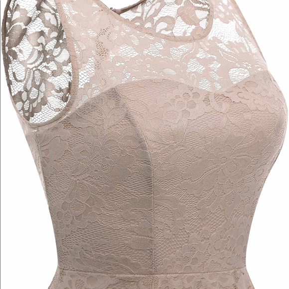 MUADRESS Women's Vintage Floral Lace Sleeveless Hi-Lo Cocktail Swing Dress - Picture 5 of 5